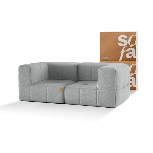 2-seater modular box sofa in Boucle - Gray