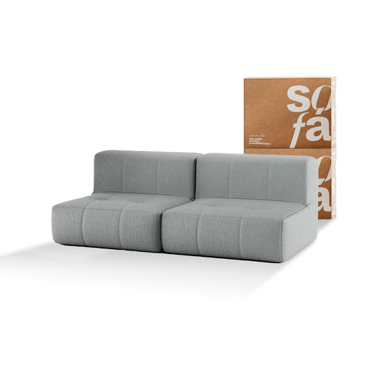 2-seater modular box sofa in Boucle - Without armrest - Gray