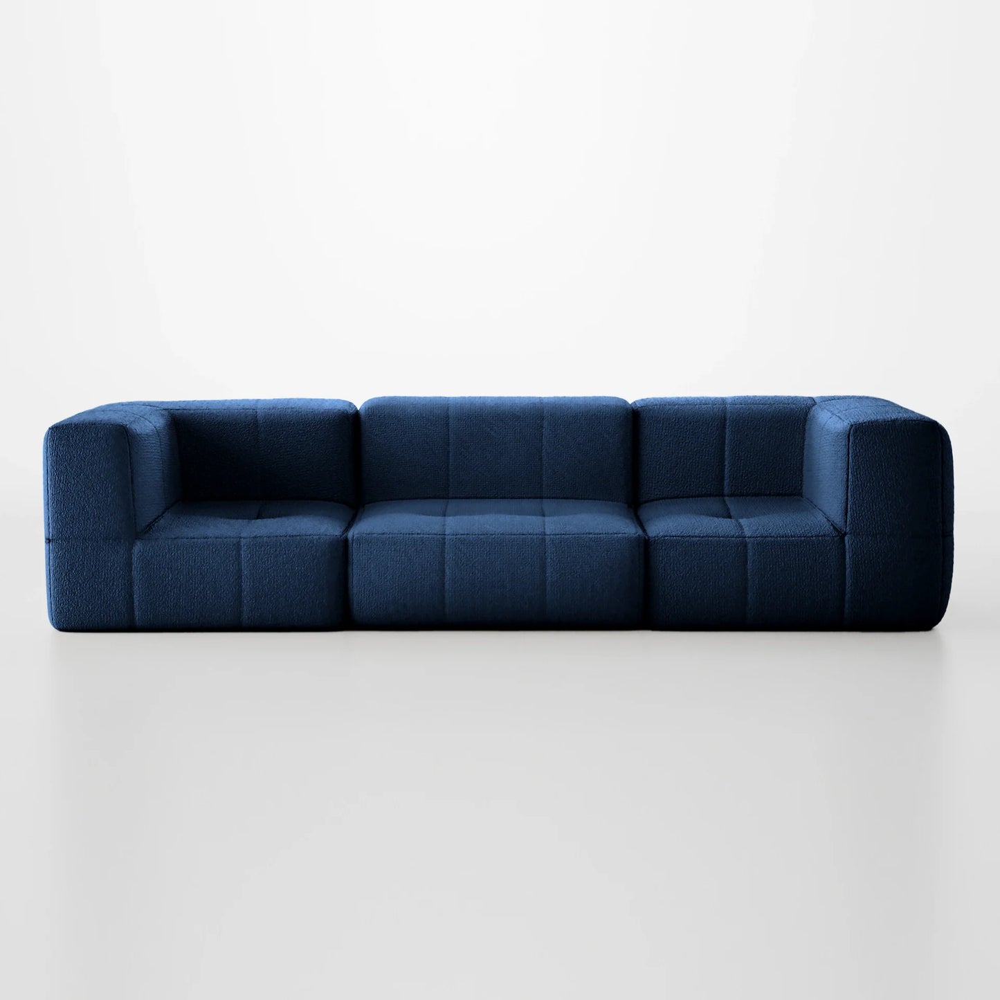 3-seater modular box sofa in Boucle - Blue