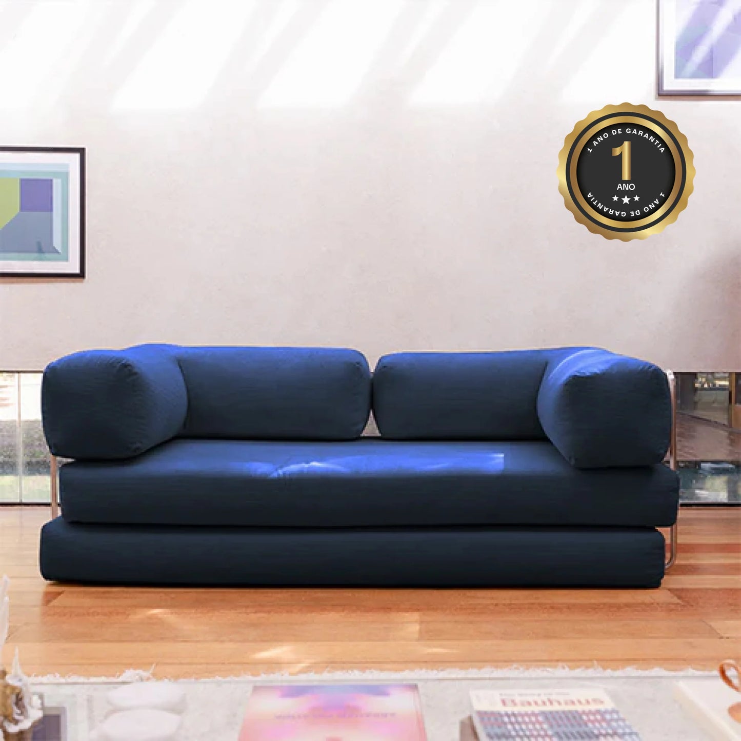 Navy Blue Bloom Sofa Bed - Sofa in Box