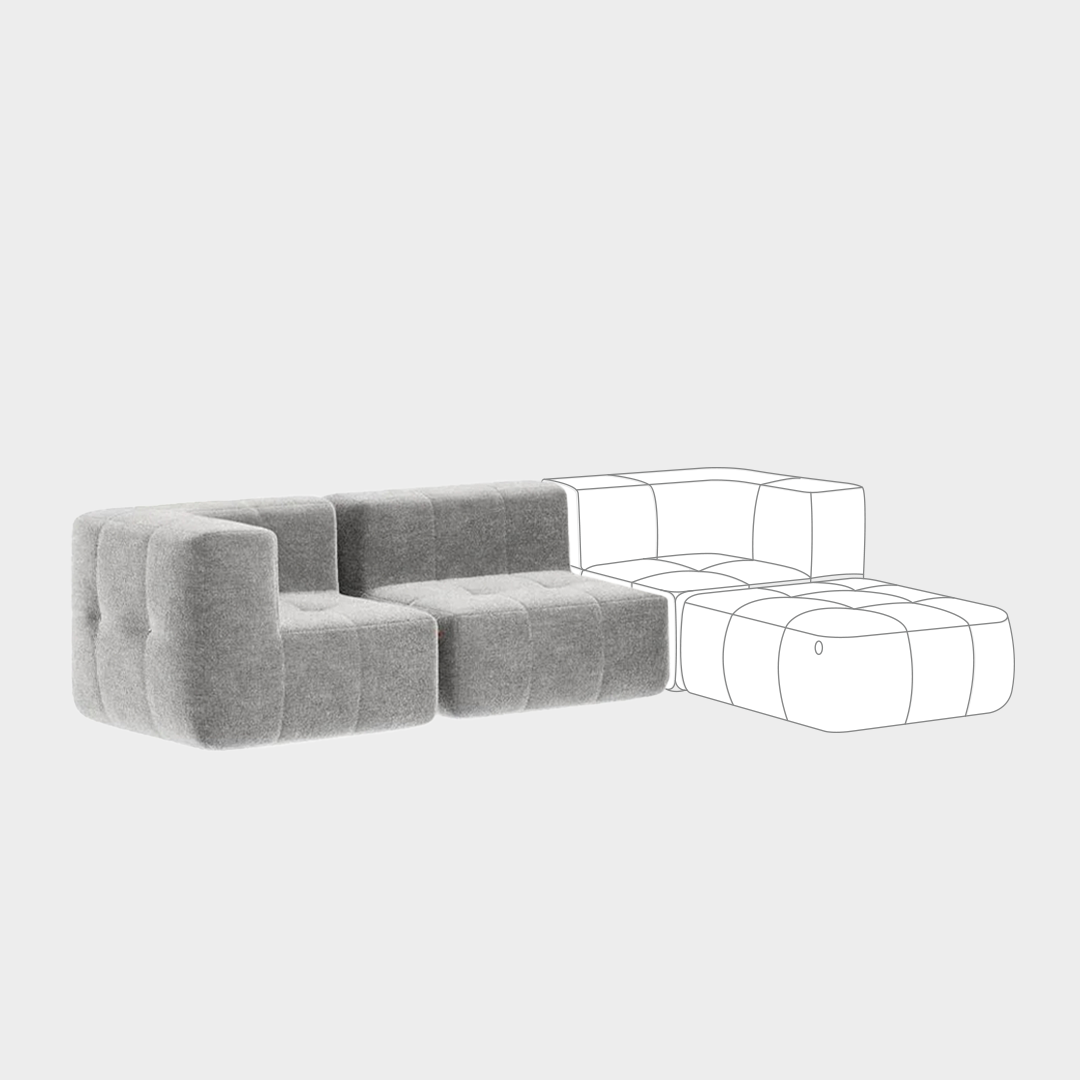 4-seater modular box sofa in Boucle - Gray (Type 3)