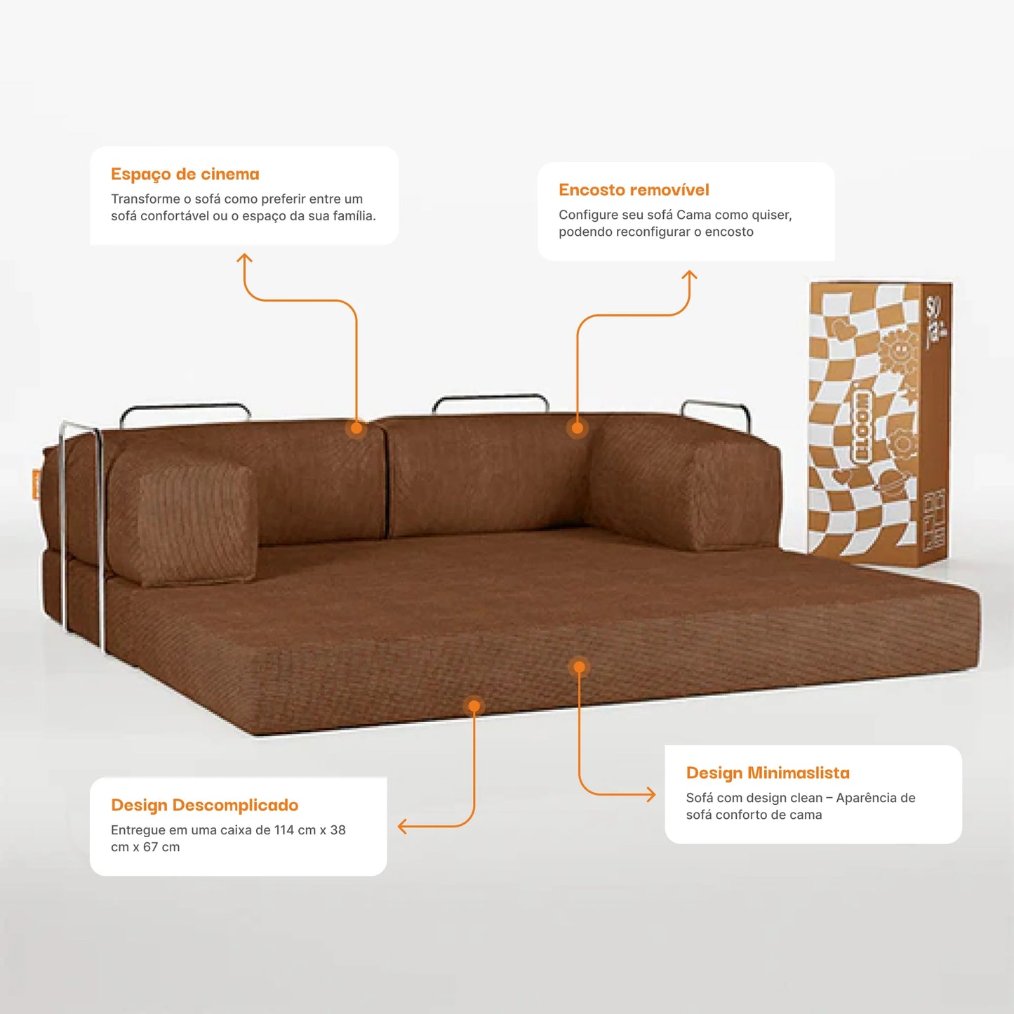 Brown Bloom Sofa Bed - Sofa in a Box