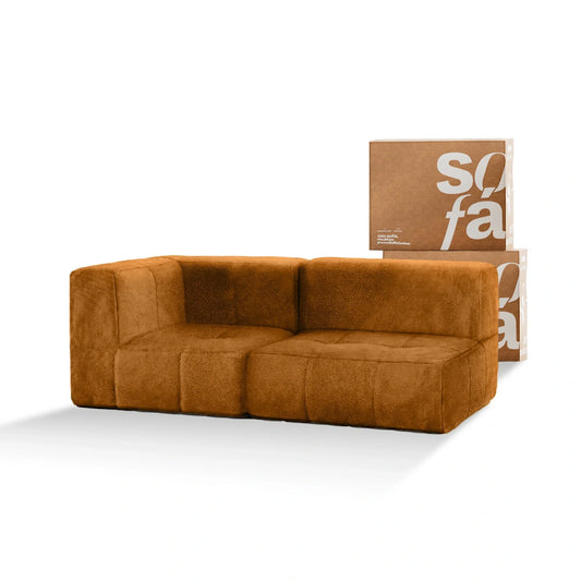 Sofa in modular box 2 seats Brown Poly-Leather - 1 Arm