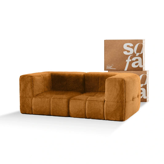 Sofa in modular box 2 seats Poly-Leather Brown