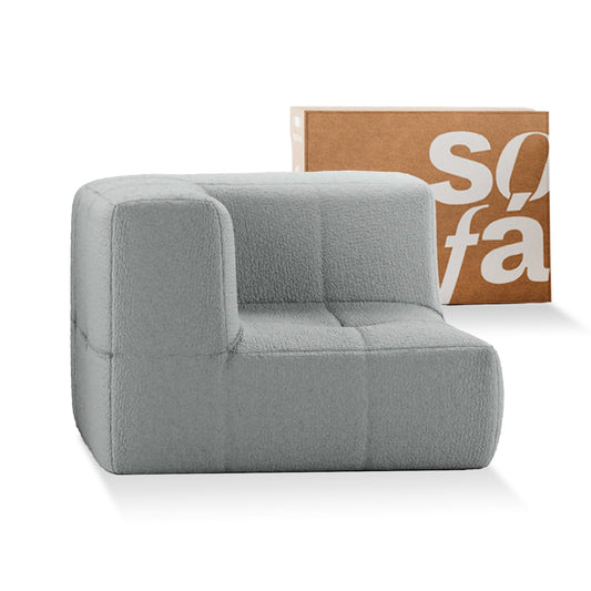 Modular 1-seater Corner Sofa in Boucle Box - Gray