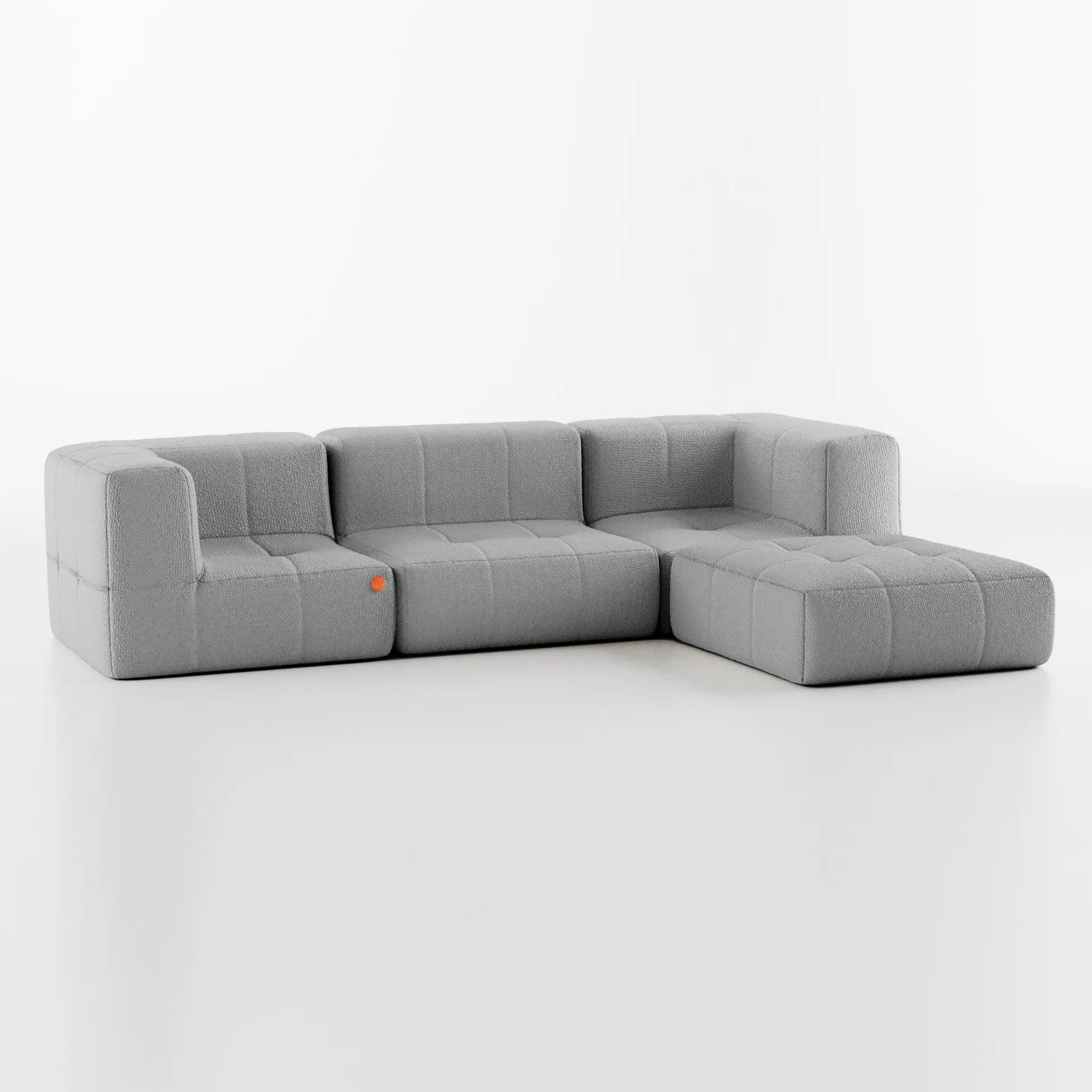3-seater modular box sofa in Boucle with Chaise - Gray – UCM 3-seater modular box sofa in Boucle with Chaise - Gray – UCM